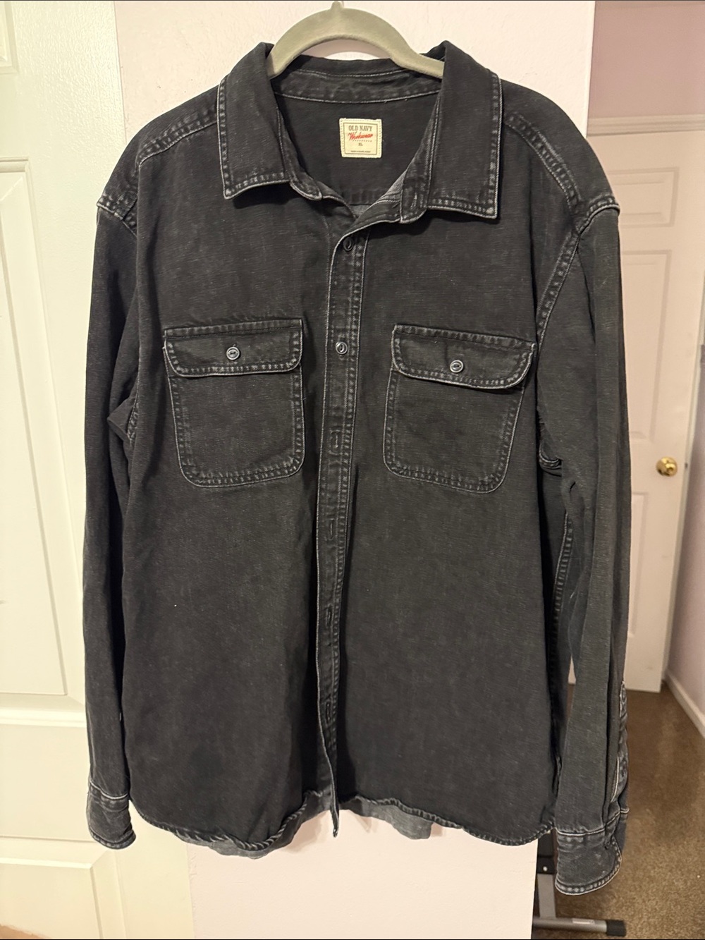 Old Navy Black Washed Button-Front Shirt Jacket